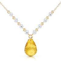 Citrine and Diamond Pendant Necklace 10.5ct in 9ct Gold