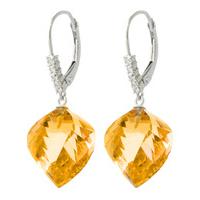 Citrine and Diamond Drop Earrings 23.5ctw in 9ct White Gold