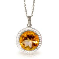 citrine and diamond halo pendant necklace 60ct in 9ct white gold