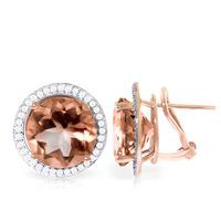 Citrine and Diamond French Clip Halo Earrings 12.0ct in 9ct Rose Gold