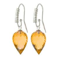 Citrine and Diamond Drop Earrings 19.0ctw in 9ct White Gold