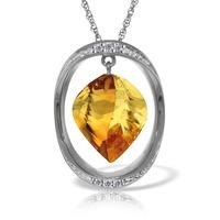 Citrine and Diamond Pendant Necklace 11.75ct in 9ct White Gold