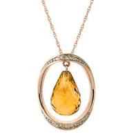 Citrine and Diamond Pendant Necklace 9.5ct in 9ct Rose Gold