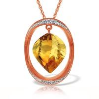 citrine and diamond pendant necklace 1175ct in 9ct rose gold