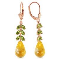 citrine and peridot drop earrings 112ctw in 9ct rose gold