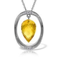 Citrine and Diamond Pendant Necklace 9.5ct in 9ct White Gold