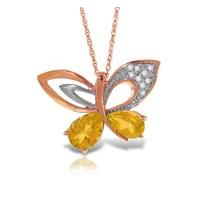 citrine and diamond butterfly pendant necklace 31ctw in 9ct rose gold