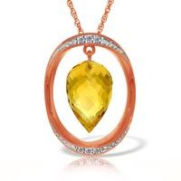 Citrine and Diamond Pendant Necklace 9.5ct in 9ct Rose Gold