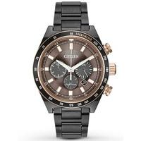 citizen mens sport black ion plated chronograph bracelet watch ca4207  ...