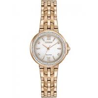 citizen ladies eco drive rose gold plated diamond bracelet watch em044 ...