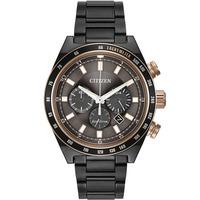 Citizen Mens Sport Black Ion Plated Chronograph Bracelet Watch CA4207-53H