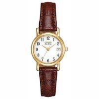 citizen eco drive ladies brown leather strap watch