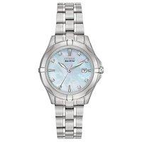 citizen eco drive ladies silhouette diamond mother of pearl watch