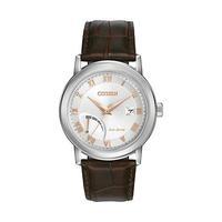 citizen gents eco drive brown leather power reserve watch