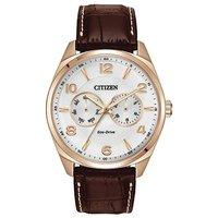 citizen eco drive gents brown leather watch