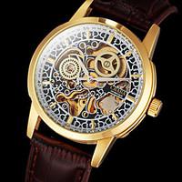 CJABA Men\'s Watch Auto-Mechanical Classic Skeleton Hollow Engraving Gold Case Wrist Watch Cool Watch Unique Watch