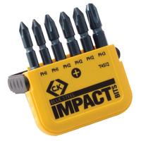 ck tools t4512 blue steel impact screwdriver bit ph set of 6