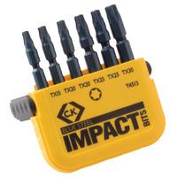 ck tools t4513 blue steel impact screwdriver bit tx set of 6