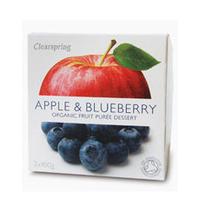clearspring fruit puree apple blueberry 2 x 100g