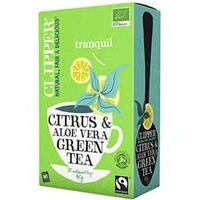 clipper organic green tea with aloe vera citrus 20 bags