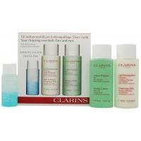 Clarins Cleansing Essentials Face and Eyes Gift Set - Oily/Combination Skin 30ml Instant Make Up Remover + 100ml Anti Pollution Cleansing Milk + 100ml