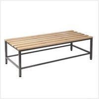 CLOAKROOM BENCH FREESTANDING DOUBLE, WITH FOOT RAIL