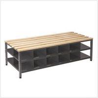 CLOAKROOM BENCH FREESTANDING DOUBLE, WITH SHOE BASKET