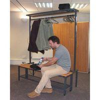 CLOAKROOM ISLAND UNIT SINGLE SIDED, 12 HANGERS, FOOT RAIL