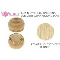 Clip In Synthetic Ballerina Bun With Wrap Around Plait-#24/613 Light Golden Blonde