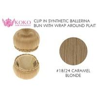 clip in synthetic ballerina bun with wrap around plait 1824 caramel bl ...