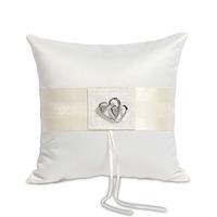 Classic Double Heart Square Ring Cushion - Ivory