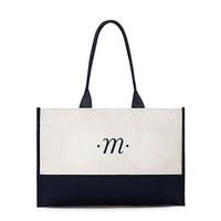 classic script initial tote navy letter s