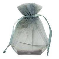 club green medium organza pouch silver