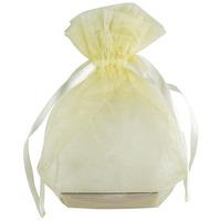 club green medium organza pouch ivory