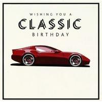 Classic car happy birthday card