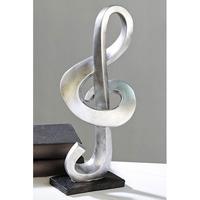 Clef Sculpture In Silver With Black Base