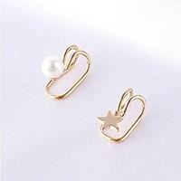 clip earrings pearl alloy star pearl white golden 1 2 jewelry party da ...