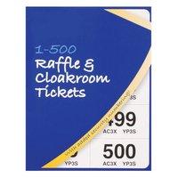 Cloakroom or Raffle Tickets Numbered 1 - 500 Assorted Colours (1 x Pack of 12 Books)