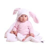 Clair de Lune Honeycomb Hooded Blanket - White/Pink