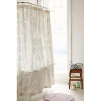 Cloth Stamped Medallion Shower Curtain, GREY