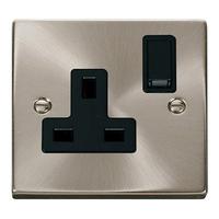 Click Deco Satin Chrome 1 Gang 13A Switched Socket