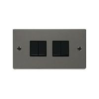 Click Deco Black Nickel 2 Gang 4 Way 10AX Light Switch