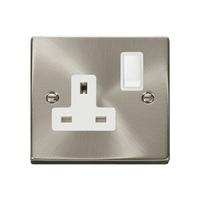 Click Deco Satin Chrome 1 Gang 13A Switched Socket