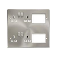 Click New Media Satin Chrome Combined Mains And Modular Plate