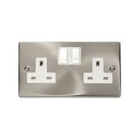 Click Deco Satin Chrome 2 Gang 13A Switched Socket