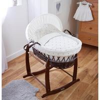 Clair de Lune Lullaby Hearts Dark Wicker Moses Basket White