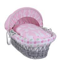 clair de lune rabbits moses basket in grey