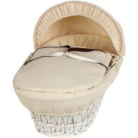 Clair de Lune White Wicker Moses Basket with Waffle Lining Cream