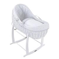 Clair de Lune Stars and Stripes White Willow Bassinet - Grey