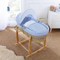 Clair de Lune Barley Bebe Palm Moses Basket Blue